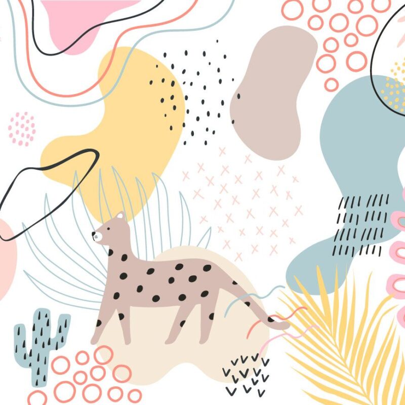 Papier peint feuille tropicale abstrait pour enfant – Image 3