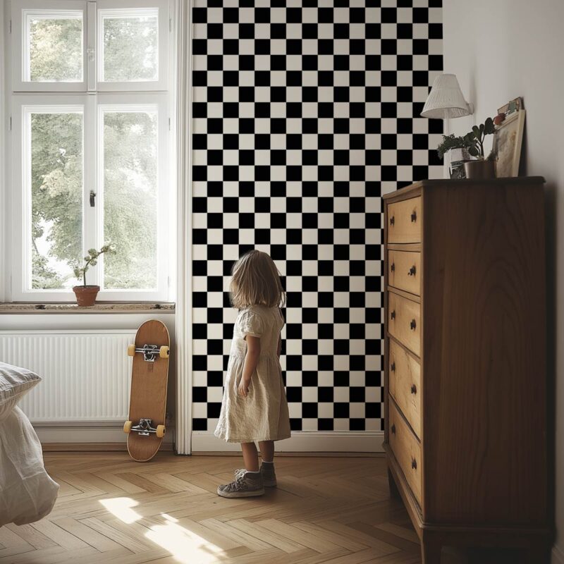 papier-peint-damier-noir-et-blanc