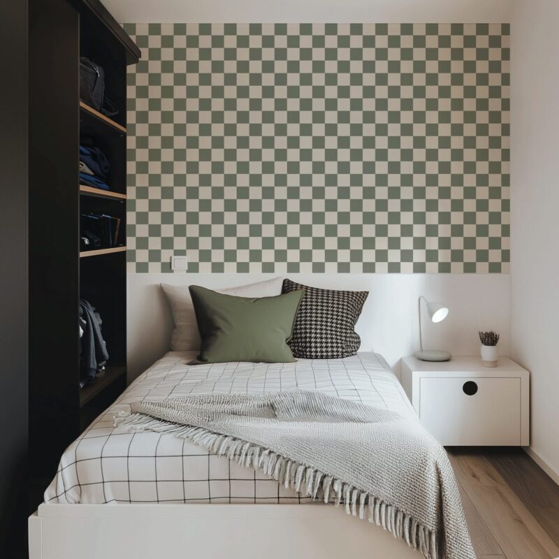 papier peint damier vert