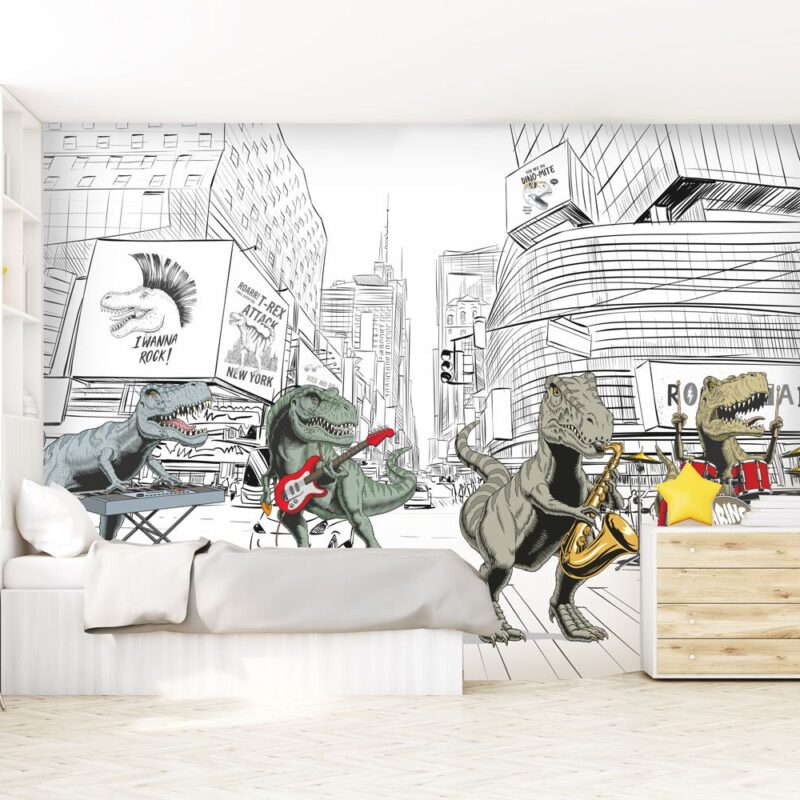papier-peint-dinosaure-rock-n-roll