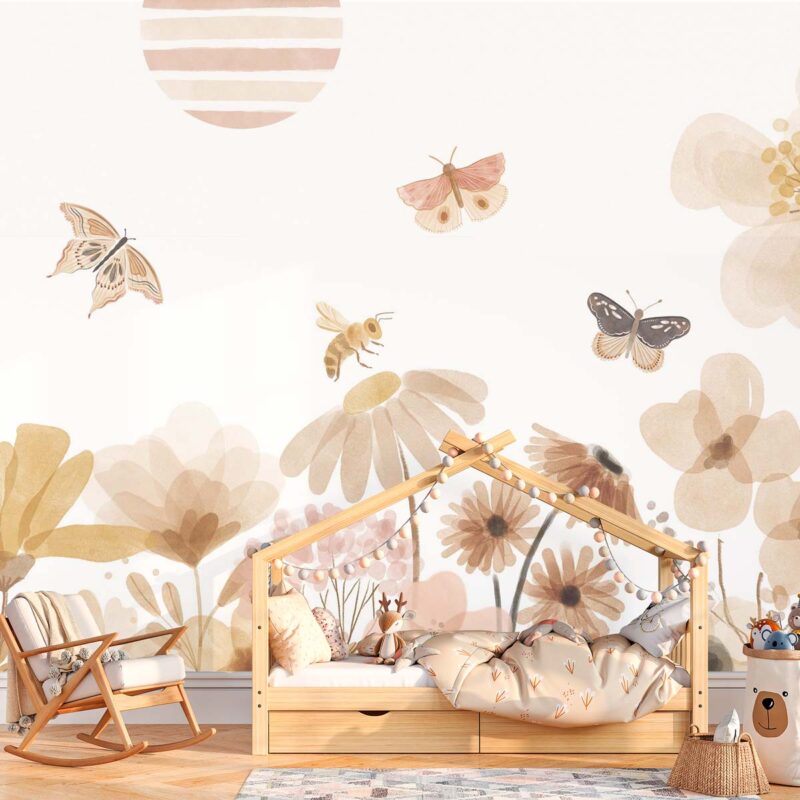 papier-peint-enfant-fleurs-vintage