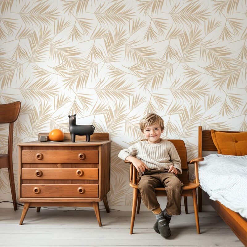 papier-peint-feuilles-de-palmier-beige