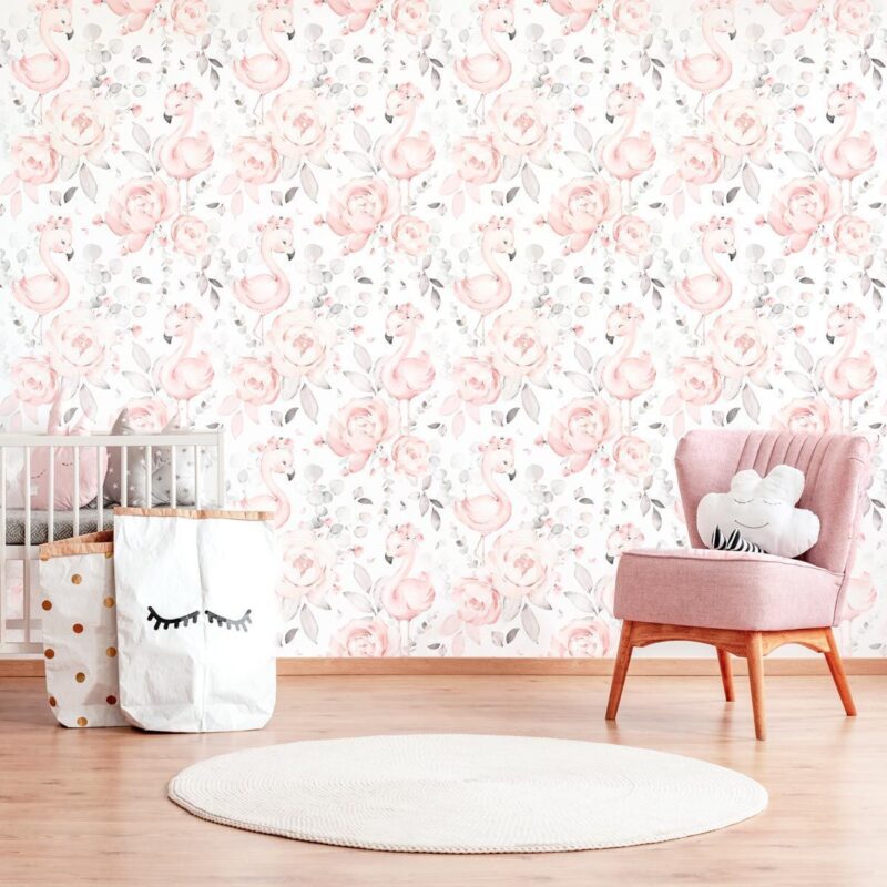 papier-peint-flamant-rose-enfant