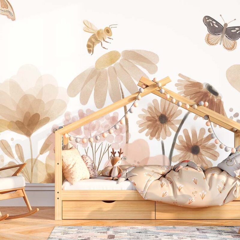 Papier peint panoramique fleurs vintage pour enfant – Image 5