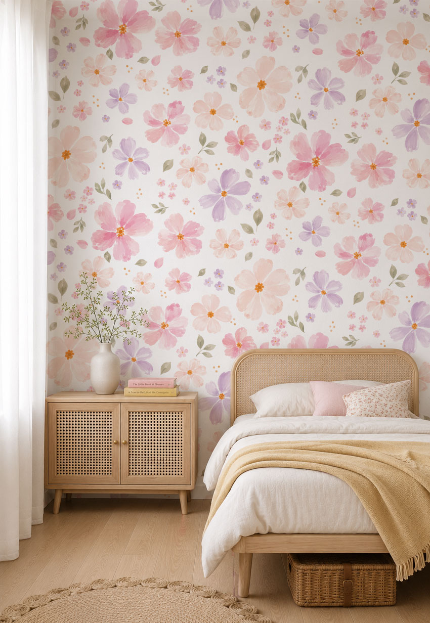 papier-peint-fleurs-Violette