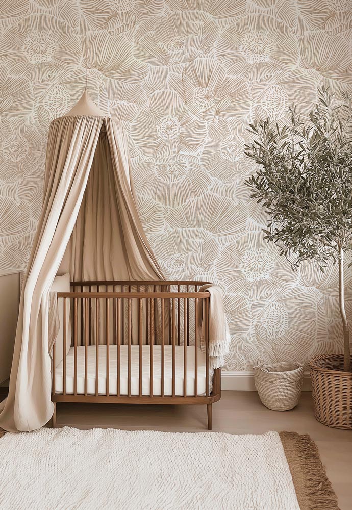 papier-peint-fleurs-beige