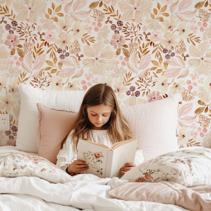 papier-peint-fleurs-chambre-fille