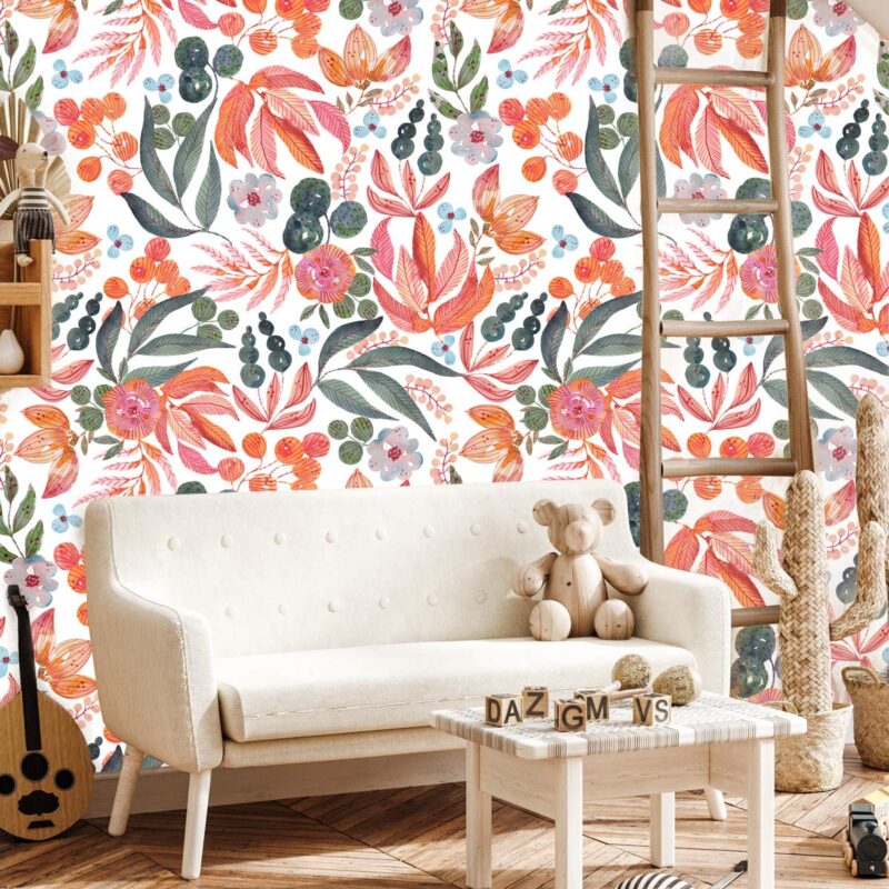 papier-peint-fleurs-éclatantes-enfant