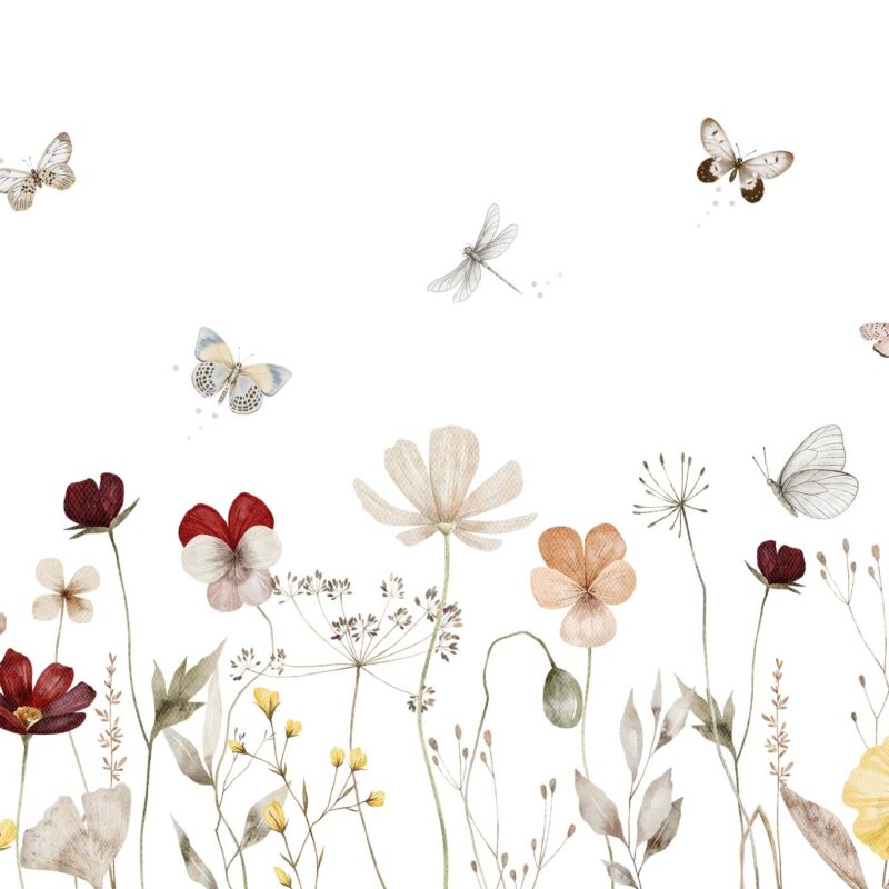 papier-peint-fleurs-et-papillon-enfant