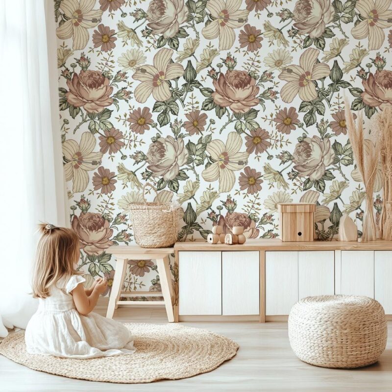 papier-peint-fleurs-fille