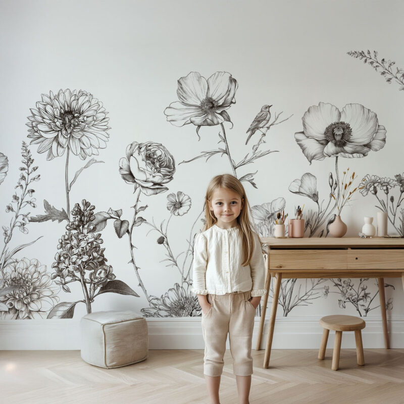 papier-peint-fleurs-noir-et-blanc