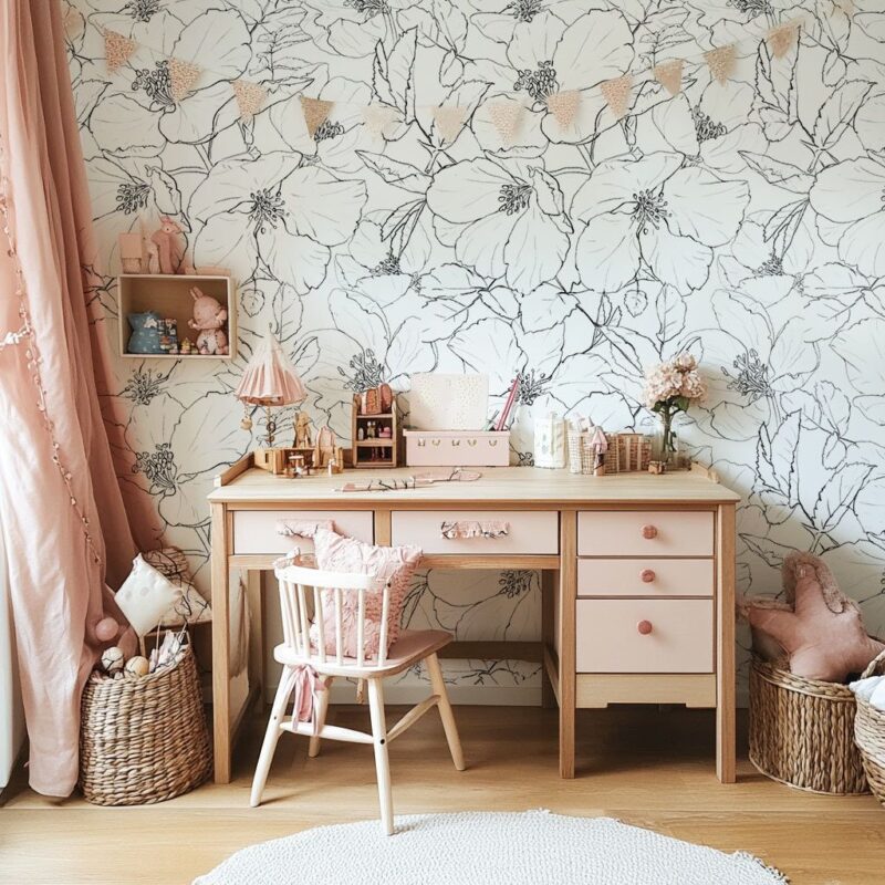 papier-peint-fleurs-noire