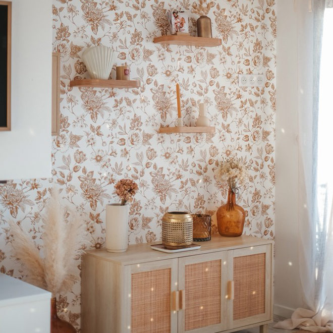 papier-peint-fleurs-ocre