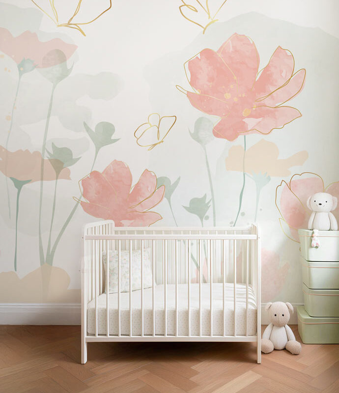 Papier peint fleurs abstraites pour enfant