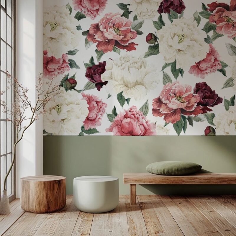 papier-peint-fleurs-pivoine-chambre