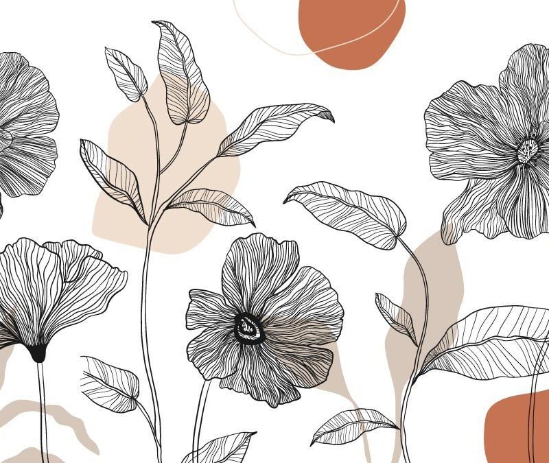 papier-peint-fleurs-terracotta