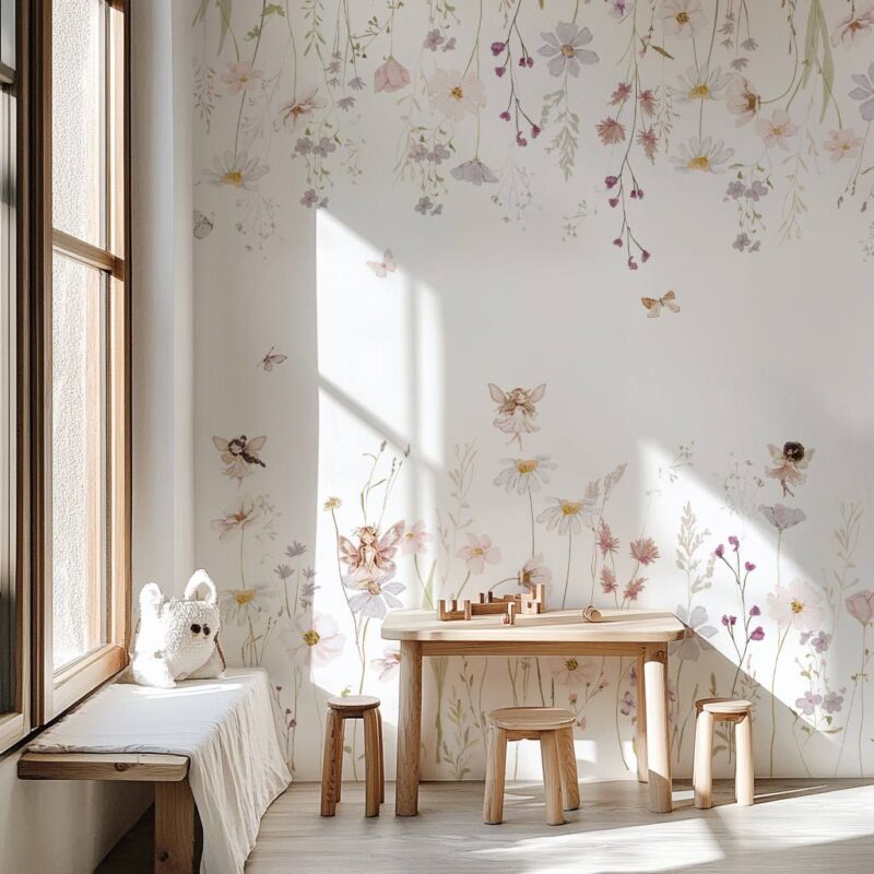 papier-peint-fleurs-tombantes-enfant