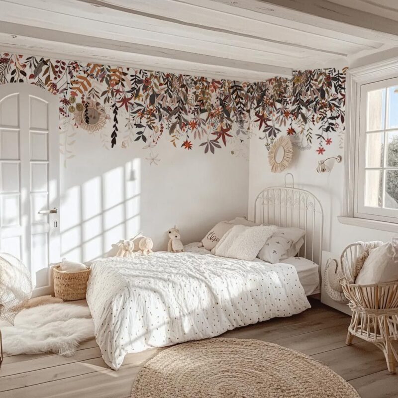 papier-peint-fleurs-tombantes-enfant