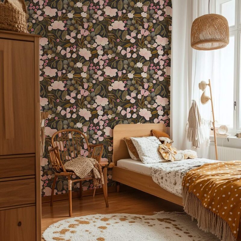papier-peint-floral-foncé