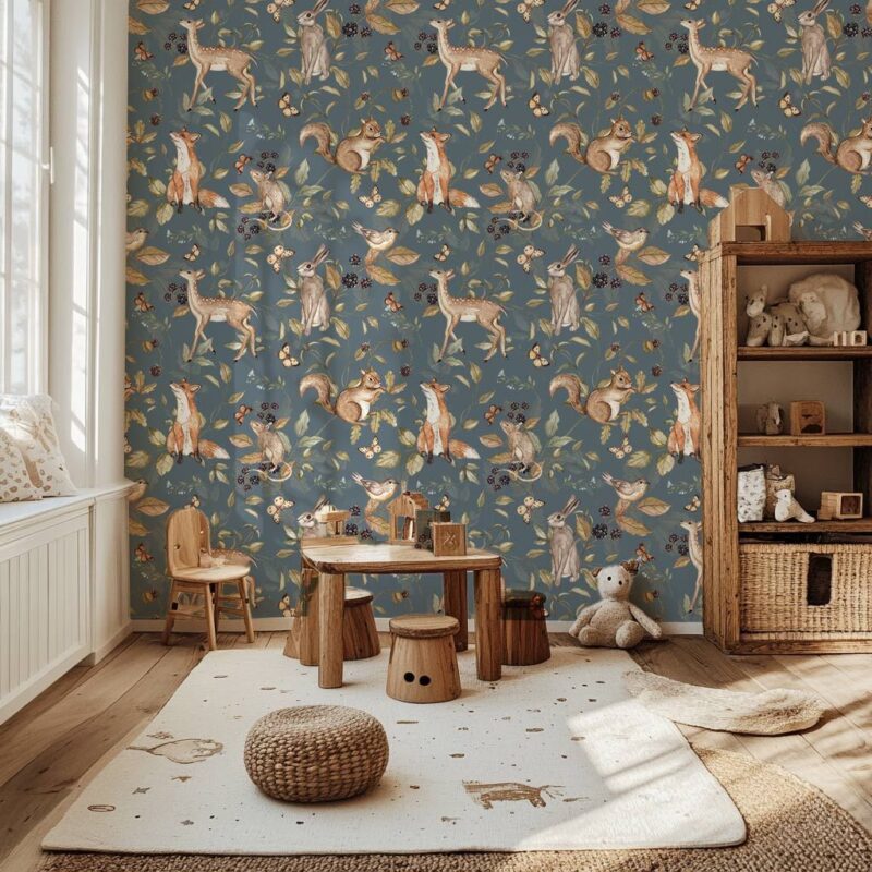 papier-peint-forêt-bleu