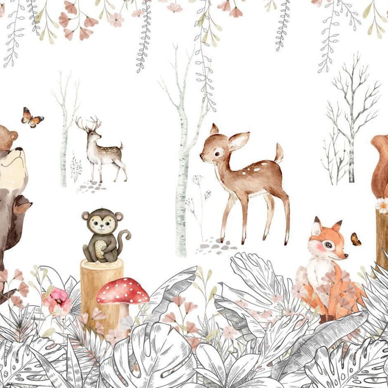 papier-peint-foret-chambre-fille