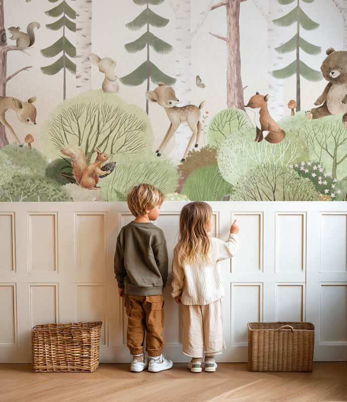 papier-peint-foret-enfant-vert