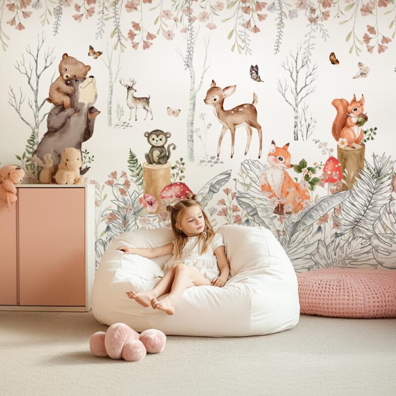 papier-peint-foret-fille