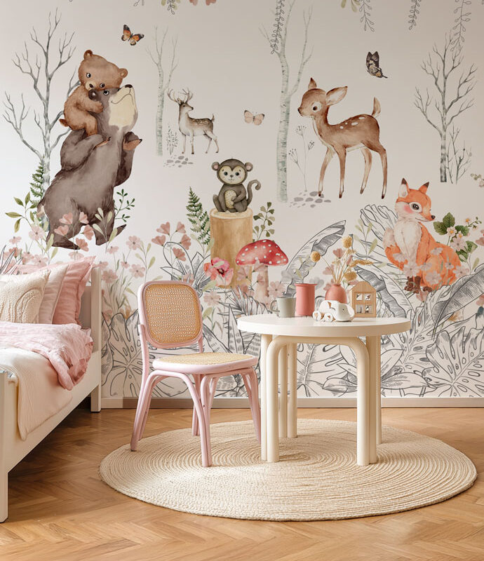 papier-peint-foret-fille