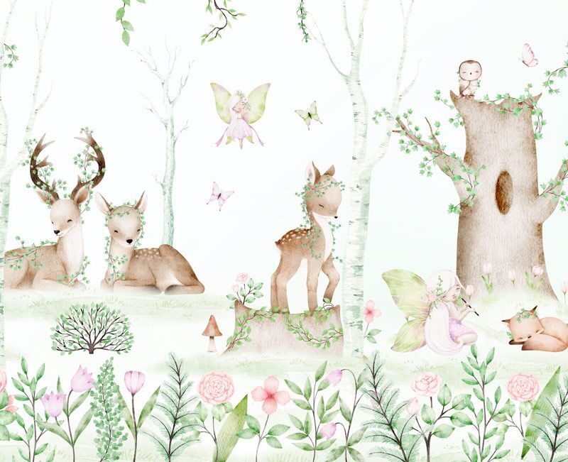 papier-peint-foret-fille-vert