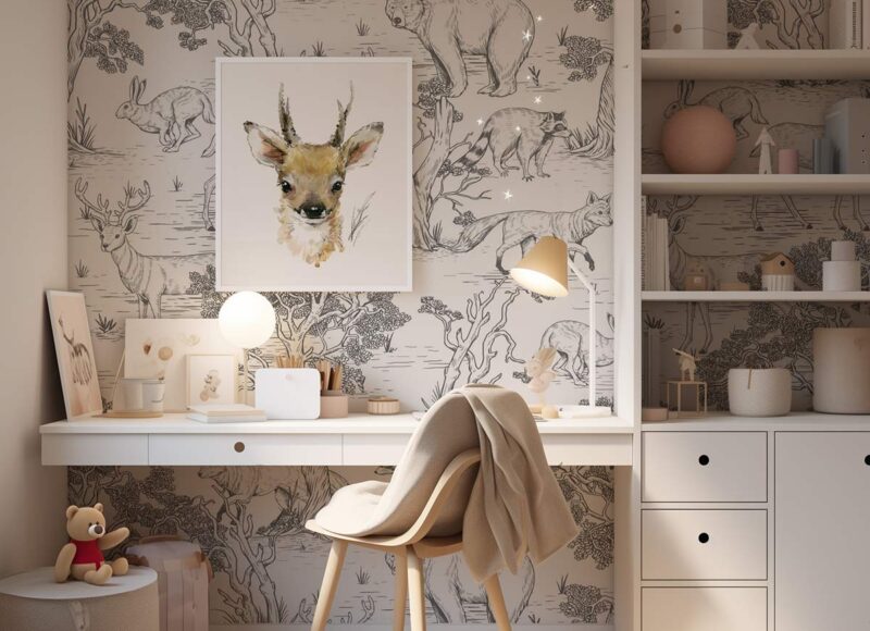 papier-peint-foret-noir-et-blanc