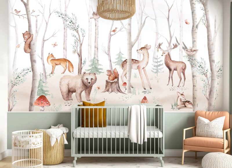 papier-peint-foret-vert-sauge