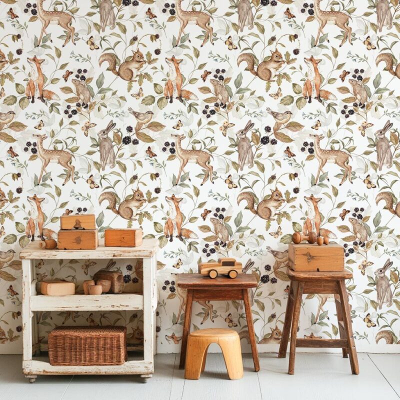 papier-peint-forêt-vintage-enfant