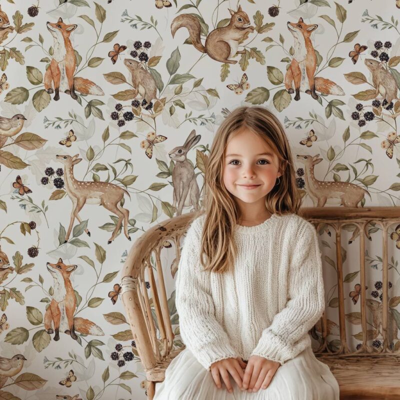 papier-peint-foret-vintage-pour-enfant