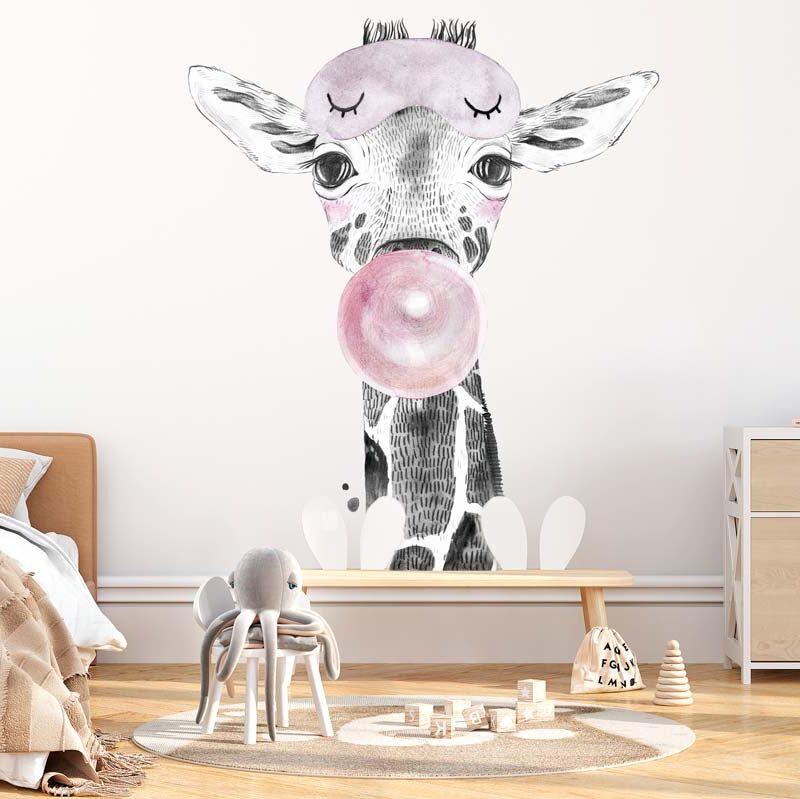 papier-peint-girafe-chambre-fille