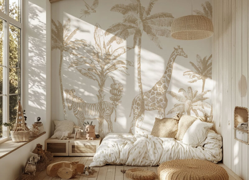 papier-peint-jungle-beige-enfant