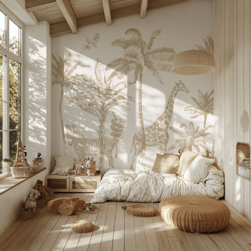 papier-peint-jungle-beige-enfant