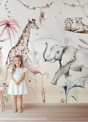 papier-peint-jungle-rose-fille