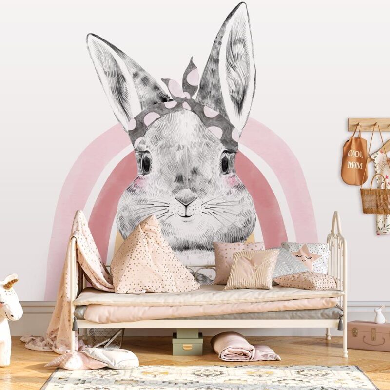 papier-peint-lapin-chambre-fille