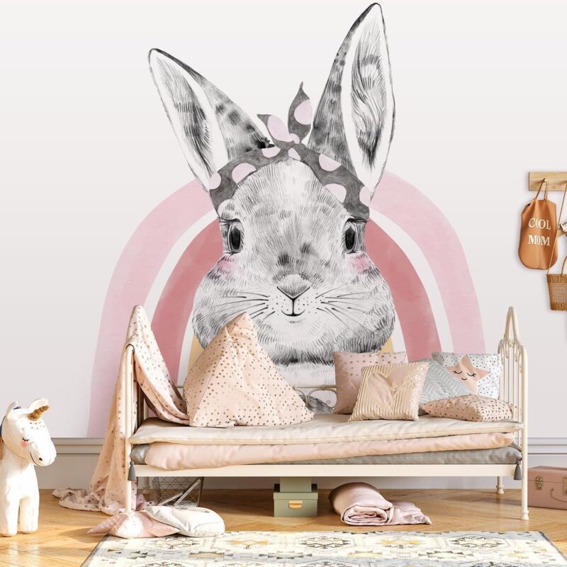 papier-peint-lapin-fille