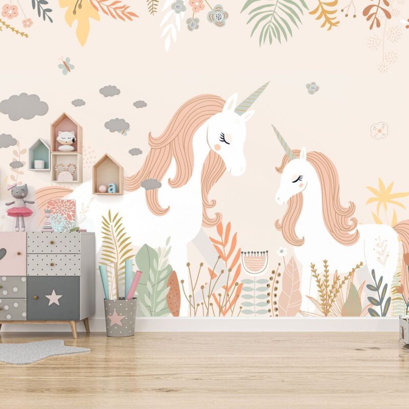 papier-peint-licorne-fille