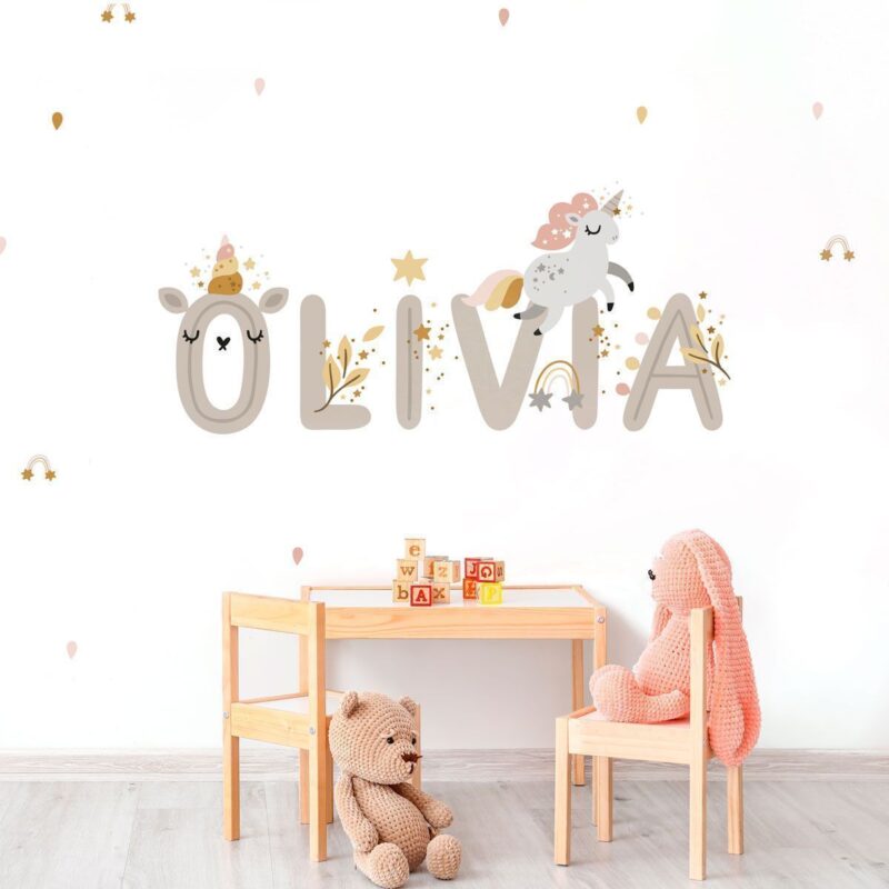 Papier peint licorne personnalisé