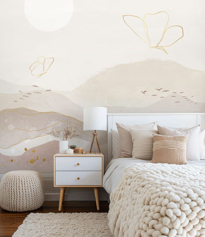 Papier peint panoramique butterfly chambre fille