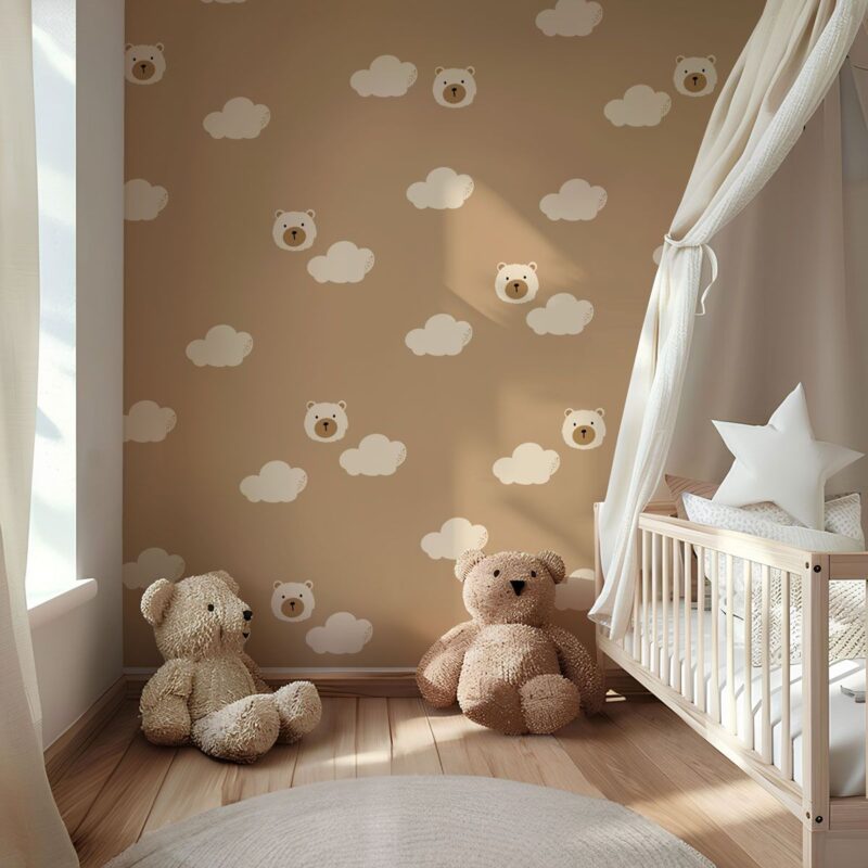 papier peint ourson caramel