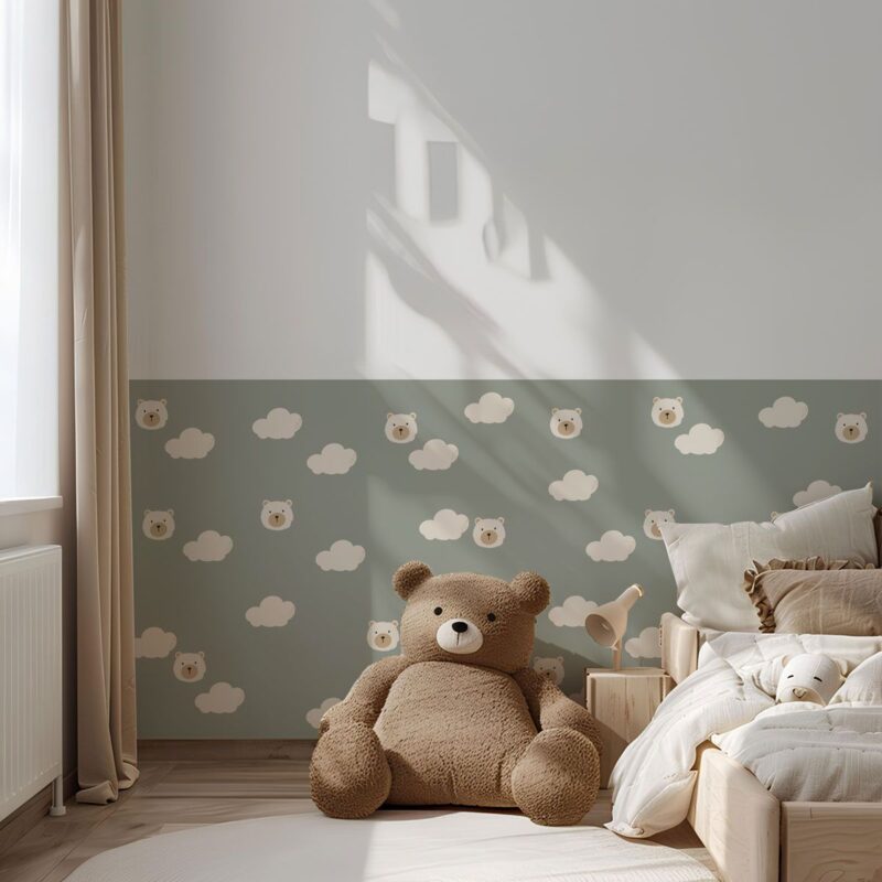 papier peint ourson vert