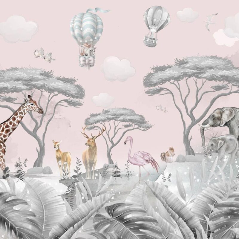 papier-peint-panoramique-safari-rose