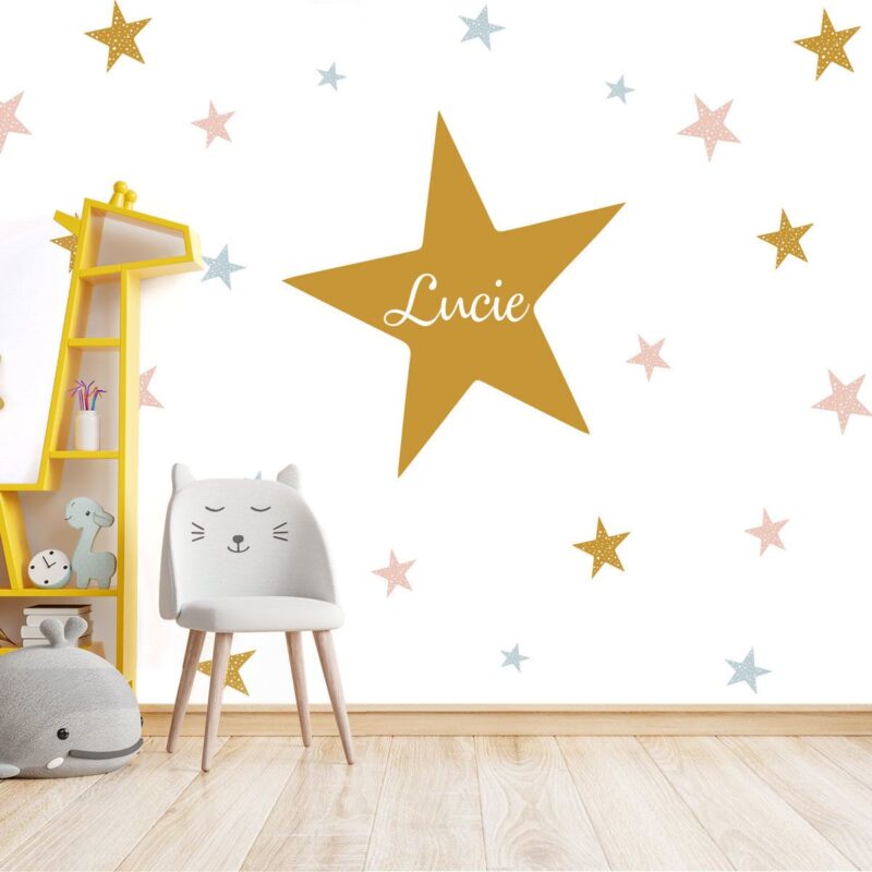 papier-peint-personnalisé-etoile-fille