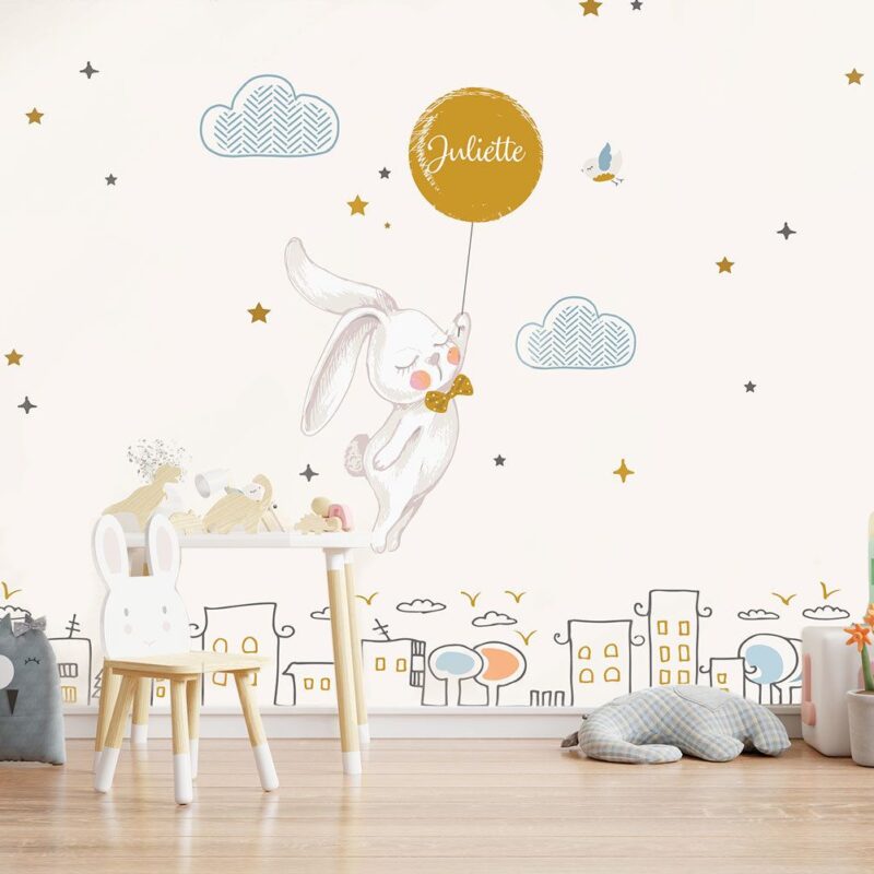 papier-peint-personnalisé-lapin-enfant
