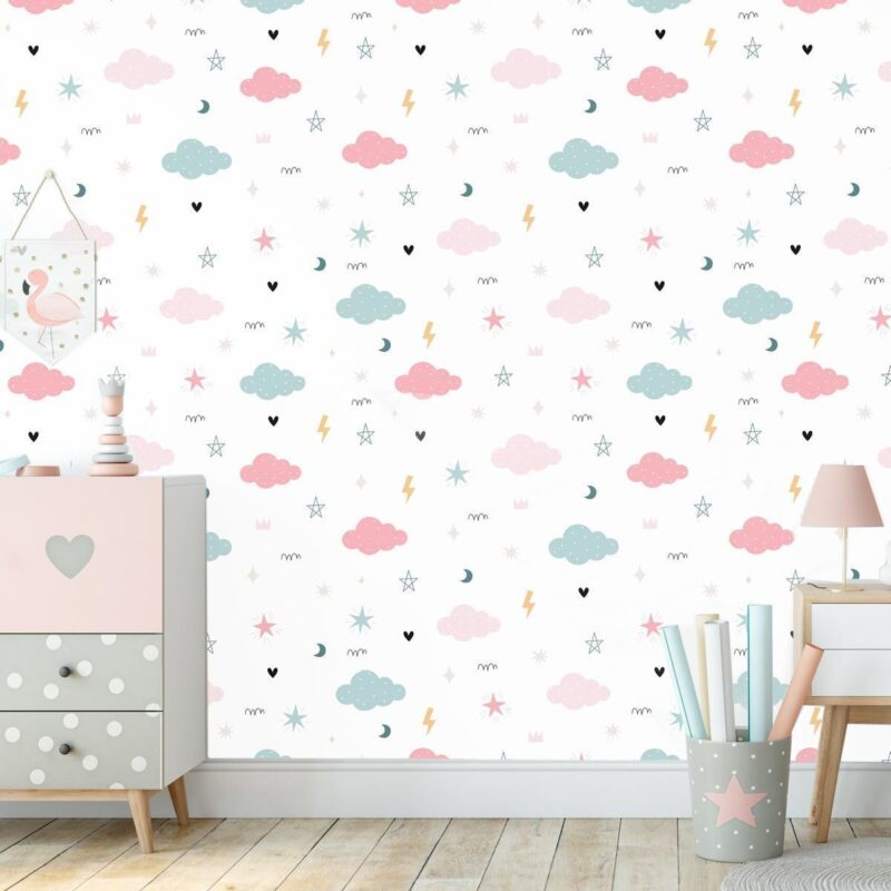 papier-peint-petit-motif-chambre-fille