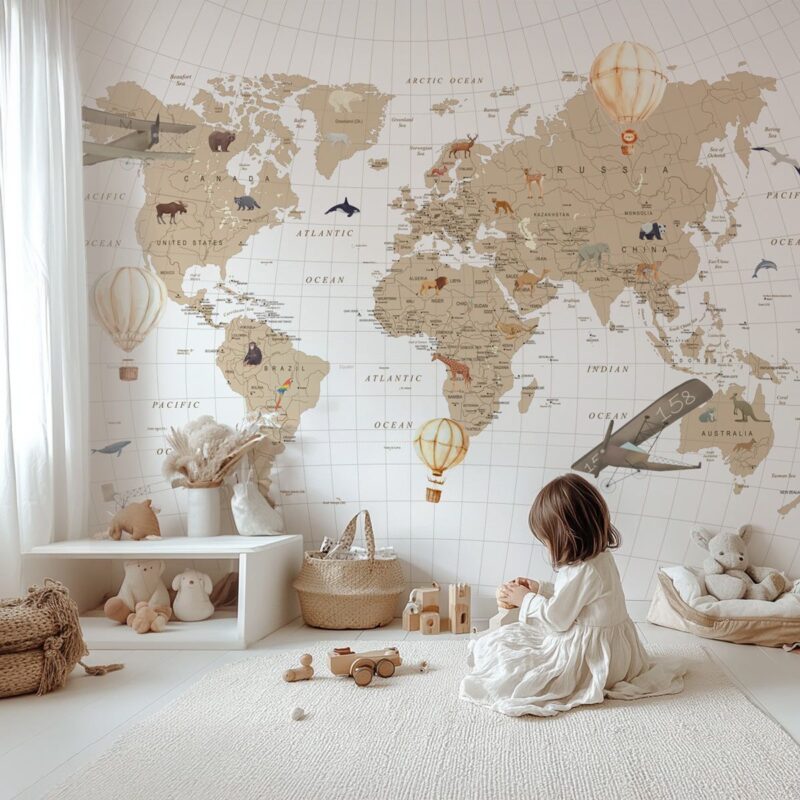 papier-peint-planisphère-pour-enfant