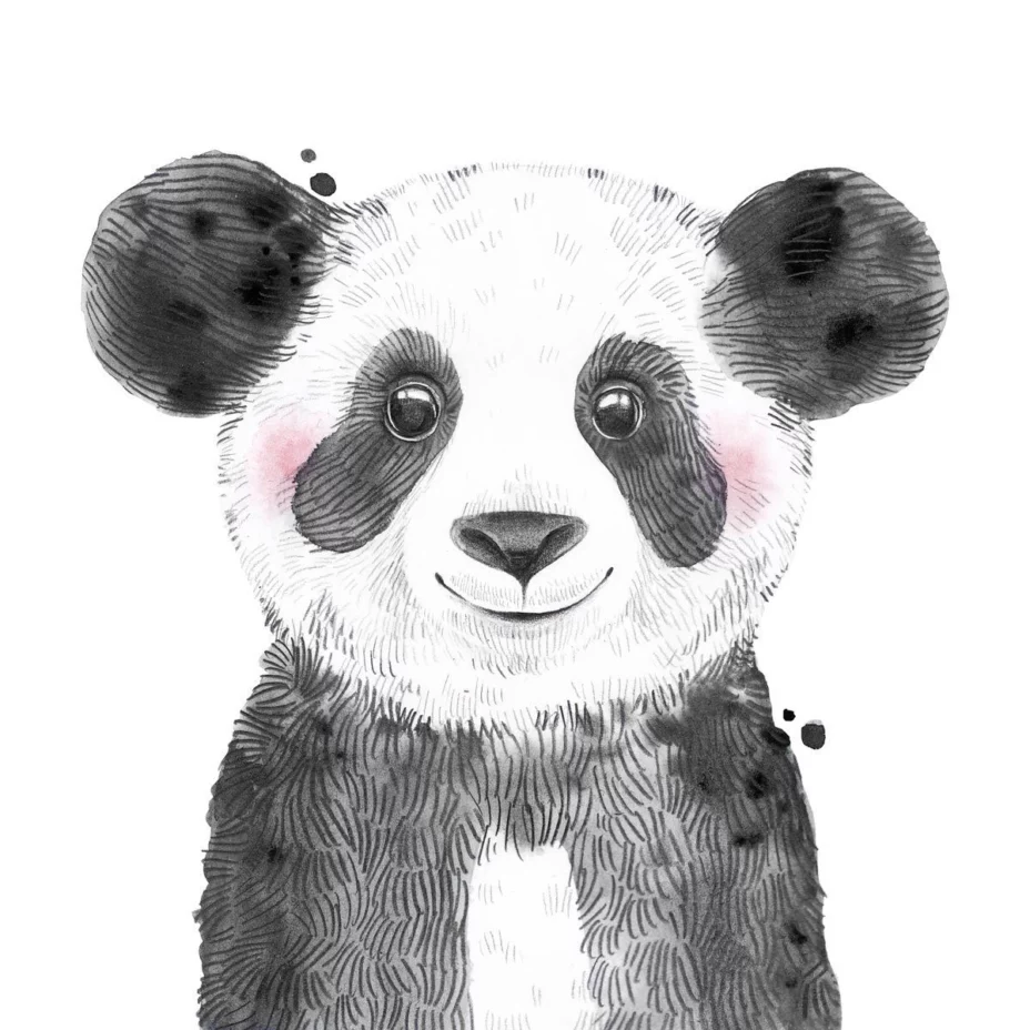 Papier Peint Adhésif 3D – Effet Graffiti Encre, Motif Panda – Autocollant Mural